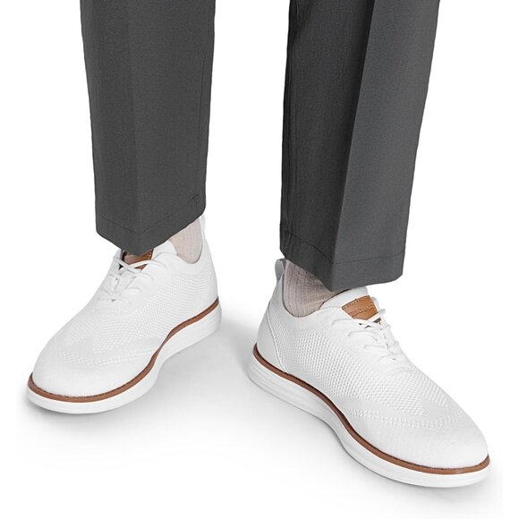 ⚡Men White Wave Knit Flex Breeze Mesh Oxford Lace-Up Lightweight Walking Sneaker - Picture 7 of 9